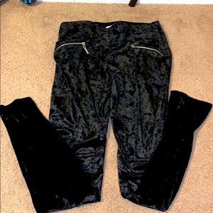 Black velvet leggings